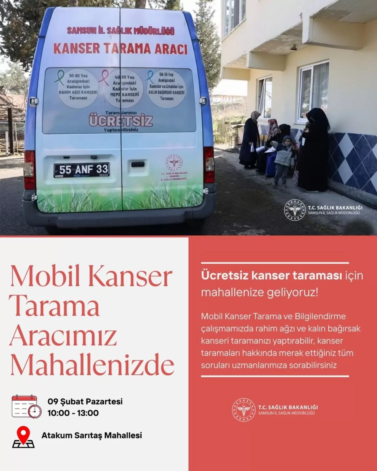 Samsun'da Mobil Kanser Tarama Aracı ile Ücretsiz Sağlık Hizmeti