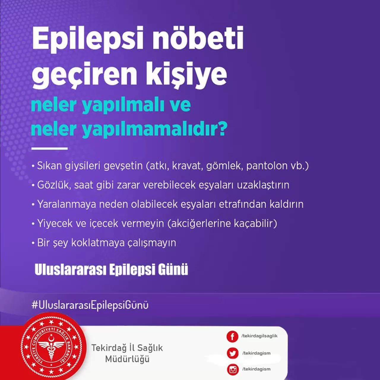 Tekirdağ'da 9 Şubat Epilepsi Günü'nde Farkındalık Çağrısı