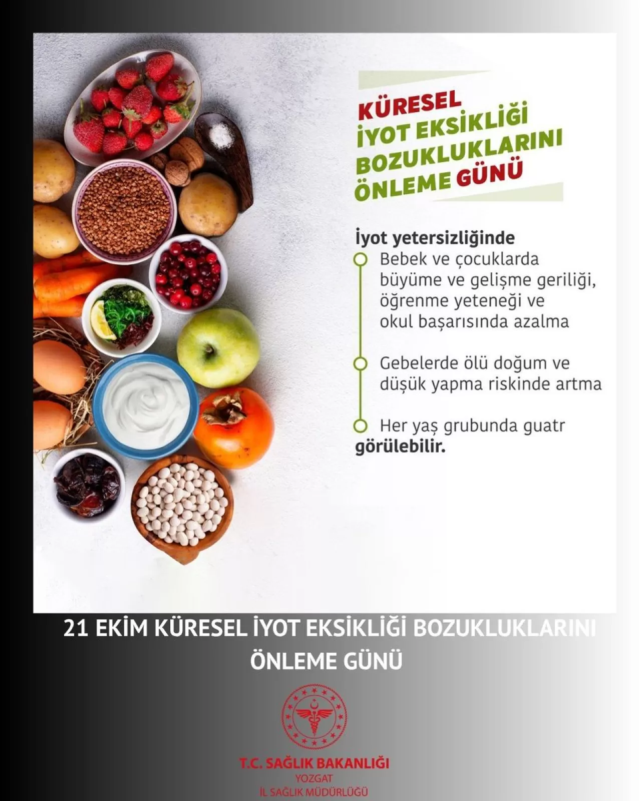 Yozgat'ta 21 Ekim Küresel İyot Eksikliği Bozukluklarını Önleme Günü'ne Dikkat Çekildi