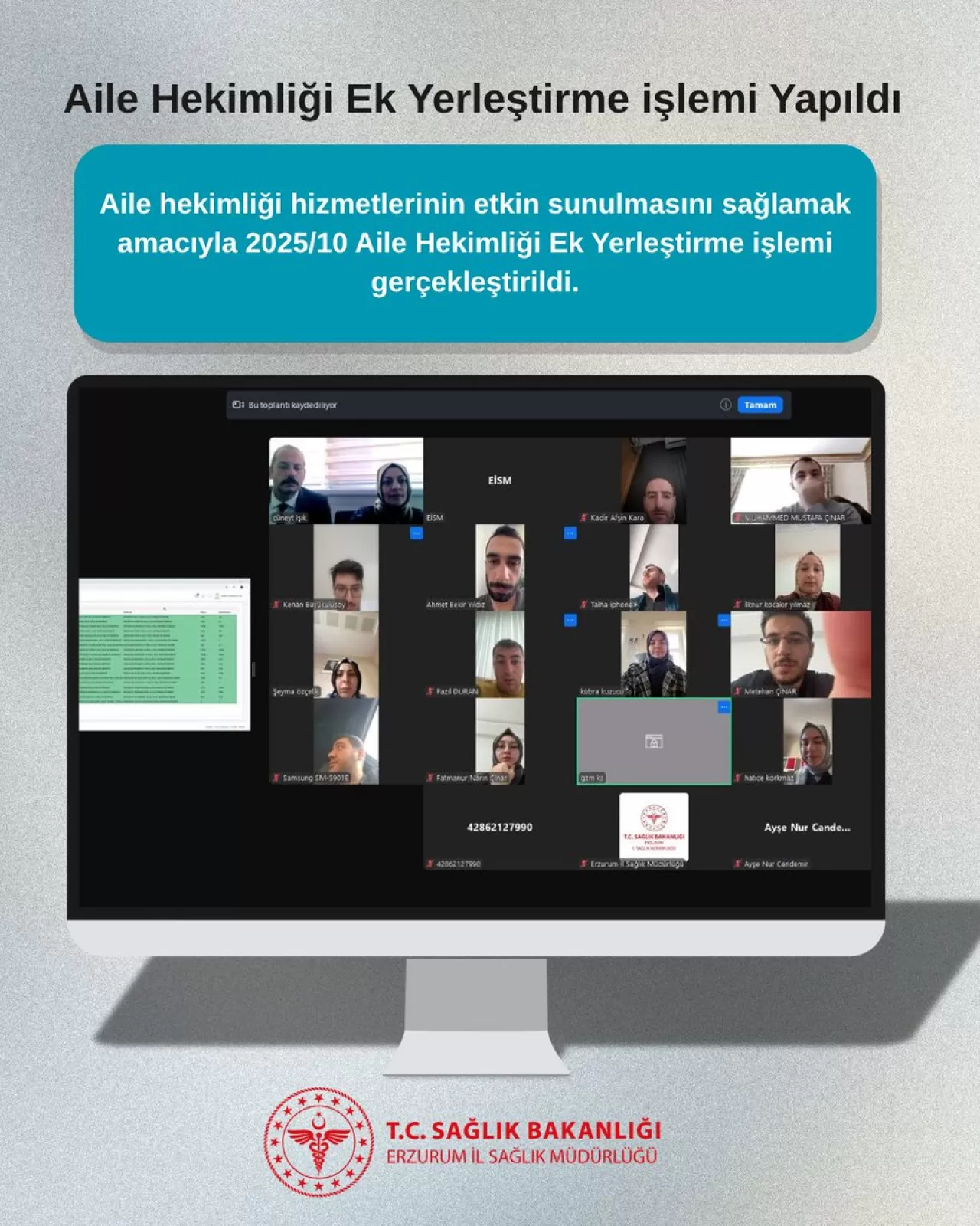 Erzurum'da Aile Hekimliği Ek Yerleştirmesi Gerçekleştirildi