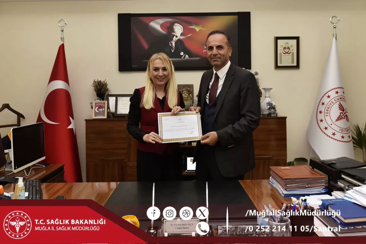 Muğla İl Sağlık Müdürlüğü'ne Beslenme Dostu ve Fiziksel Aktiviteyi Destekleyen İşyeri Belgesi Verildi