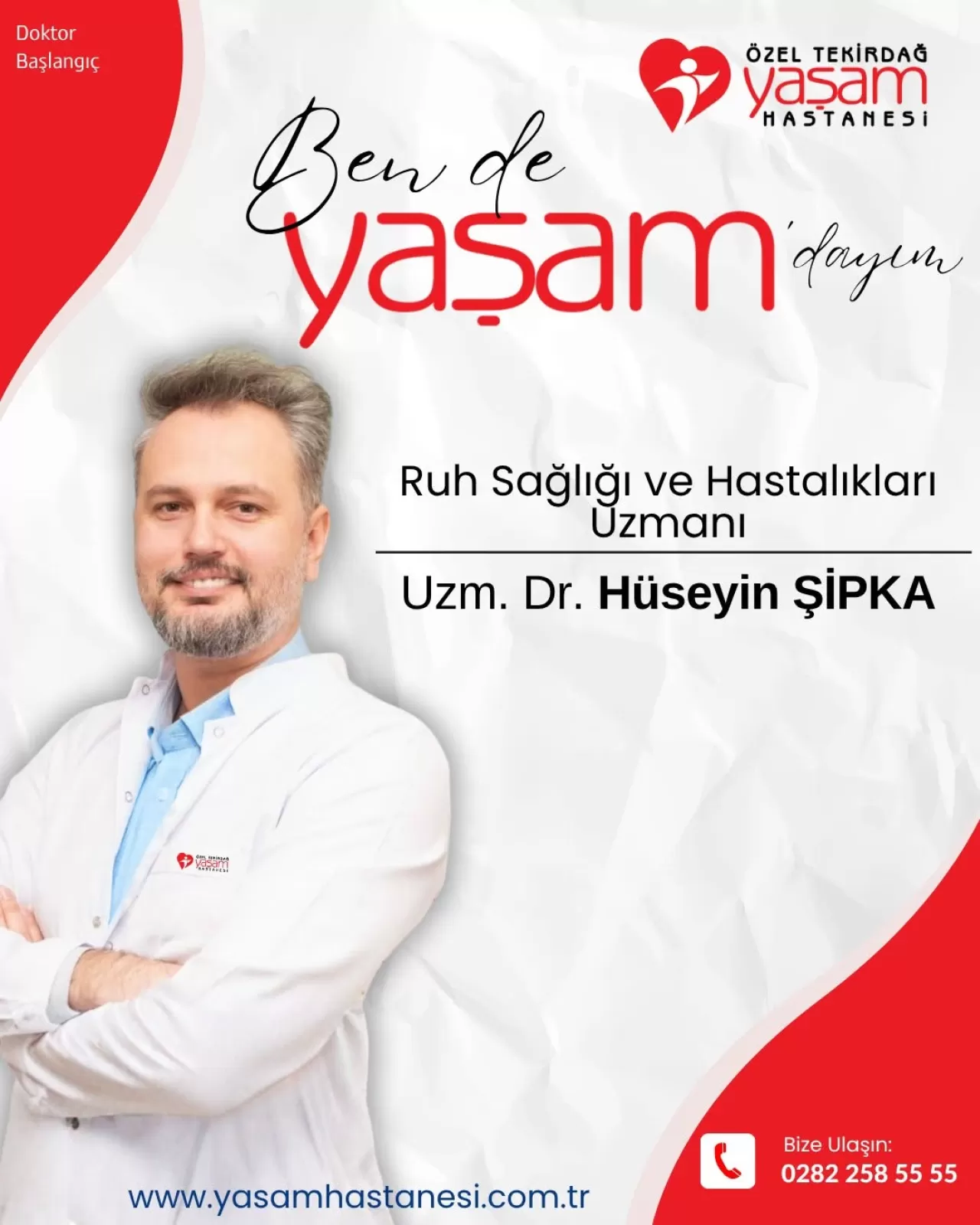 Uzm. Dr. Hüseyin Şipka, Özel Tekirdağ Yaşam Hastanesi'nde Hasta Kabulüne Başladı