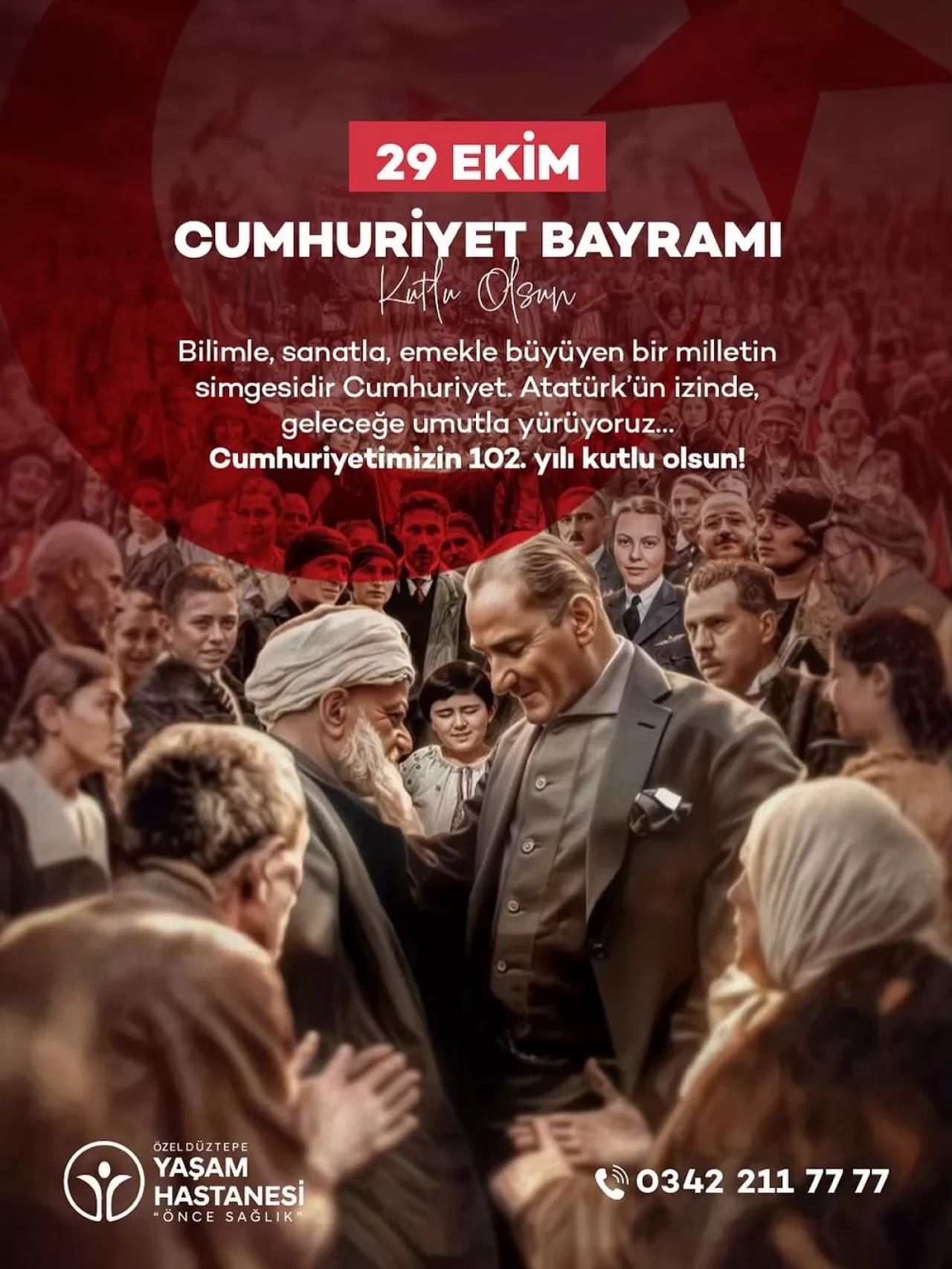 Gaziantep Düztepe Yaşam Hastanesi'nden Cumhuriyet'in 102. Yılı Kutlaması