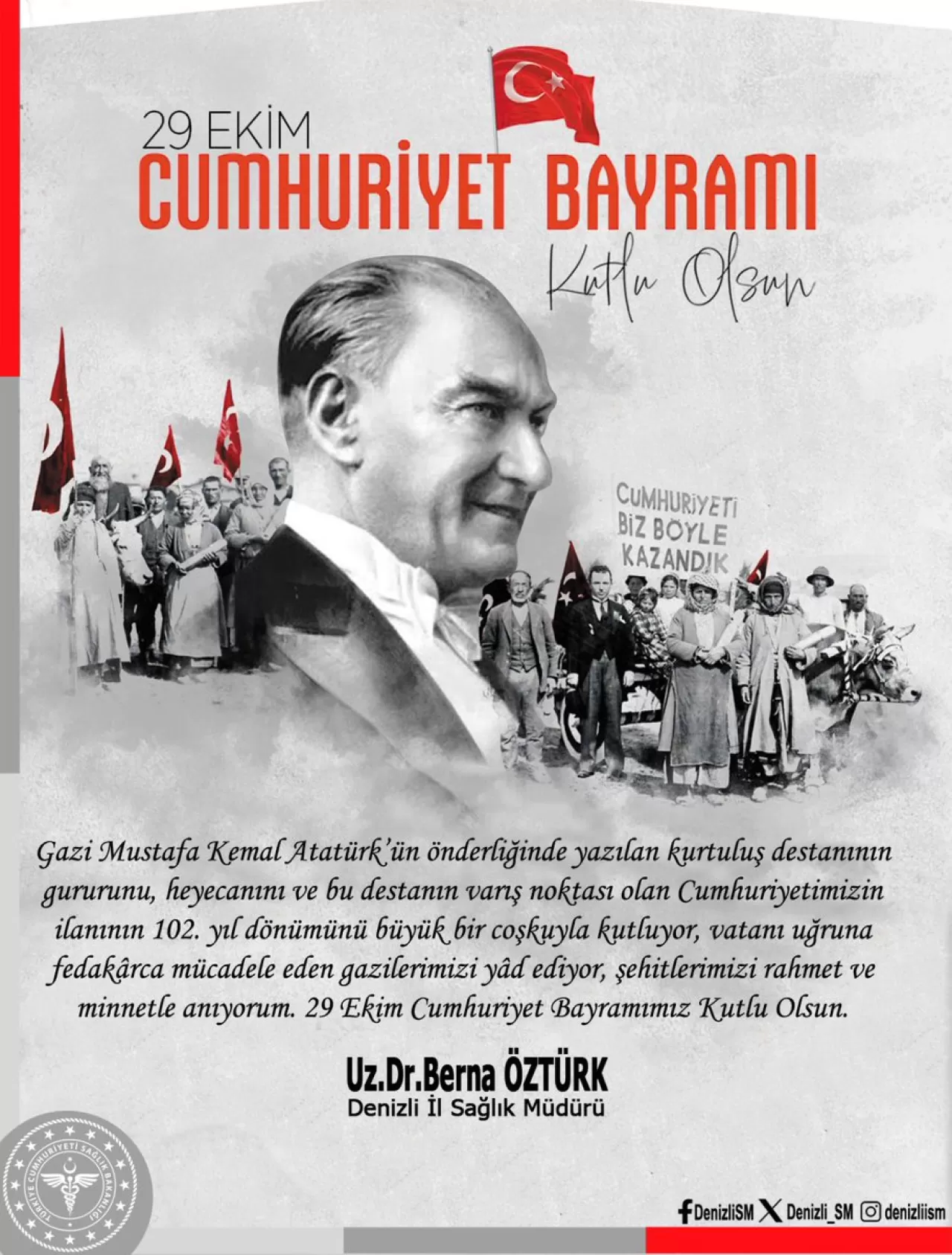 Denizli İl Sağlık Müdürü'nden 29 Ekim Cumhuriyet Bayramı Mesajı