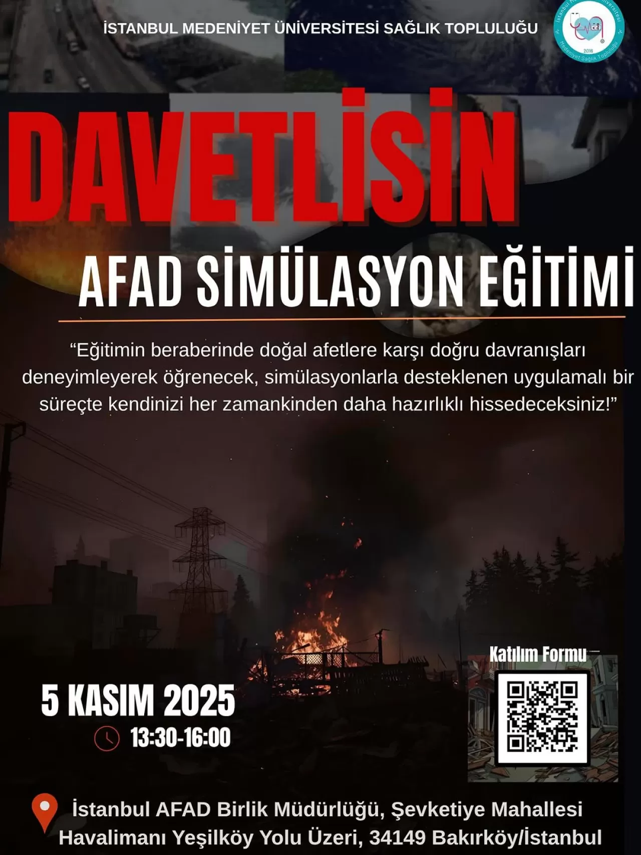 Medeniyet Sağlık Topluluğu Afet Eğitimi Düzenliyor