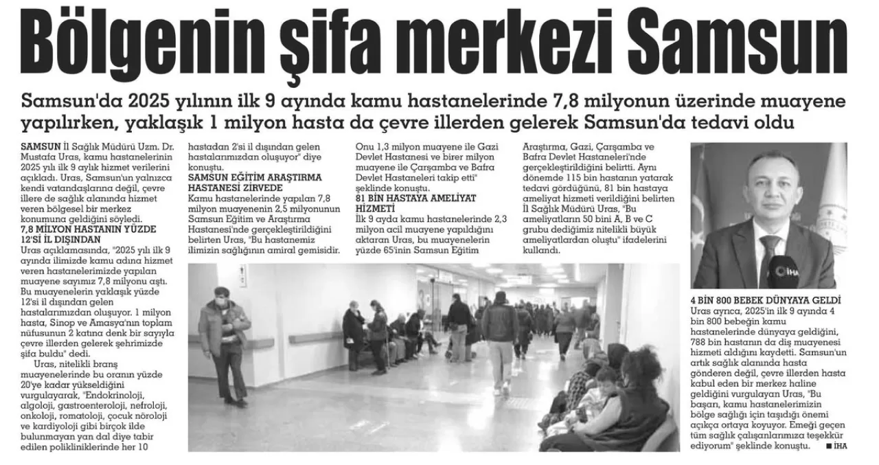 Samsun'da Sağlık Hizmetlerinde Rekor: 9 Ayda 7.8 Milyon Muayene